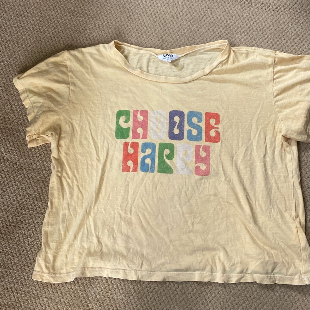 LNA faded graphic yellow t shirt